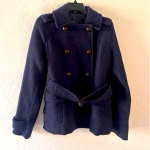 Medium Wool Blend Womens Navy Peacoat